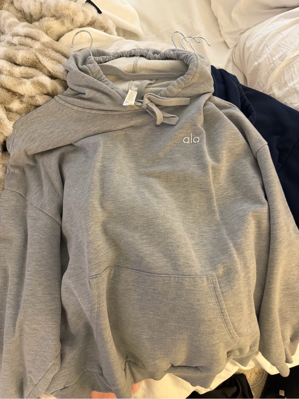 ALO Yoga Men's Light Gray Pullover Hoodie